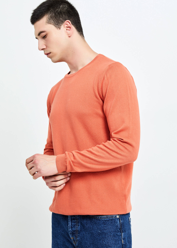  Wholesale Men's Orange Crew Neck Sports Sweater - 1