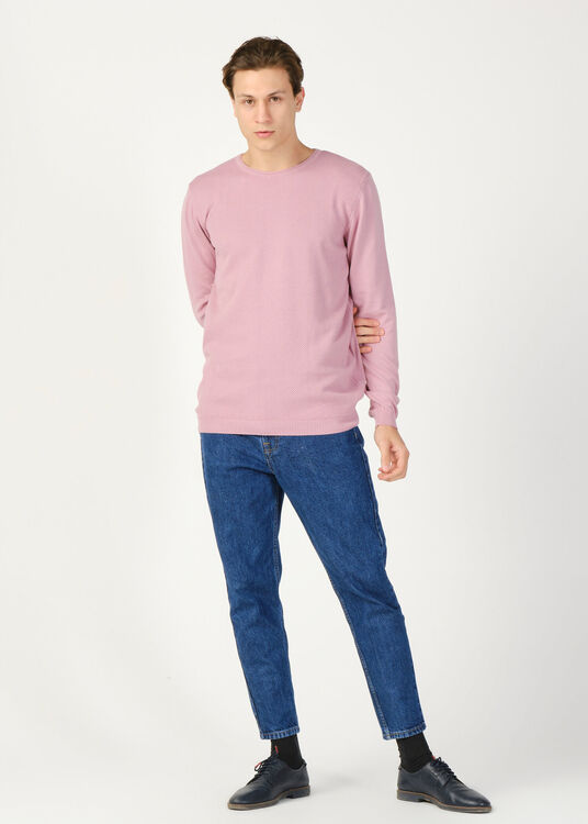  Wholesale Men's Pink Crew Neck Sports Sweater - 3