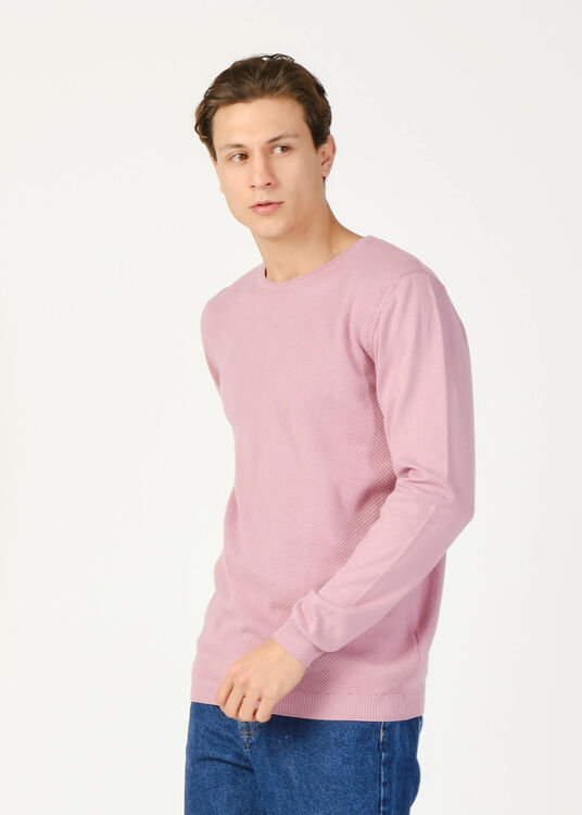  Wholesale Men's Pink Crew Neck Sports Sweater - 5