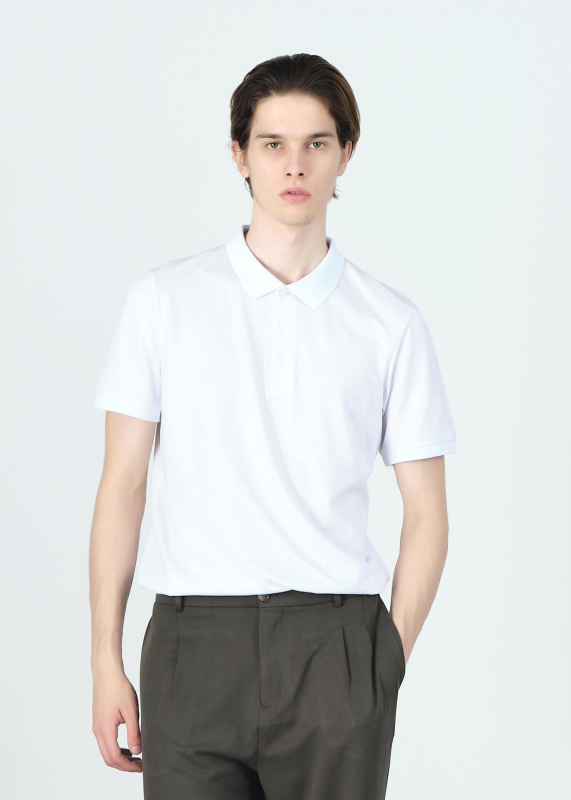 Wholesale Mens White Polo Collar Regular Fit T-shırt - 6
