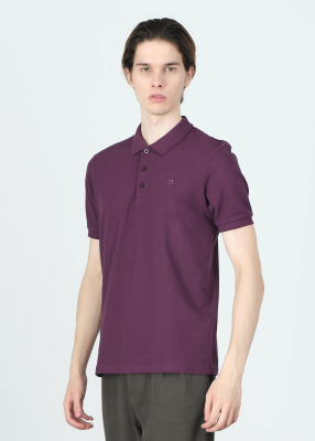 Wholesale Men's Purple Basic Polo Neck T-Shirt 