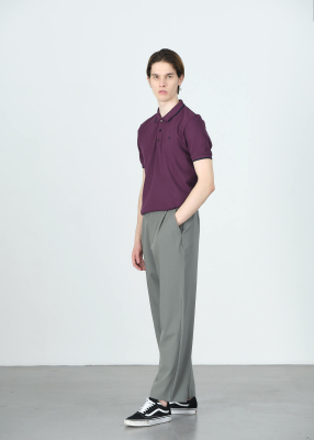 Wholesale Men's Purple Striped Polo Neck T-shirt - 2