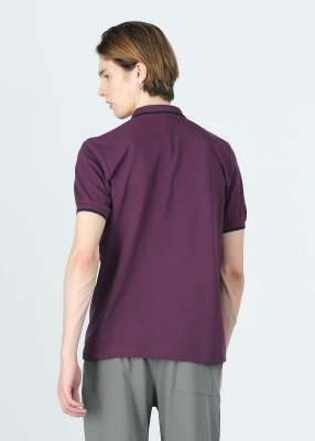 Wholesale Men's Purple Striped Polo Neck T-shirt - 4