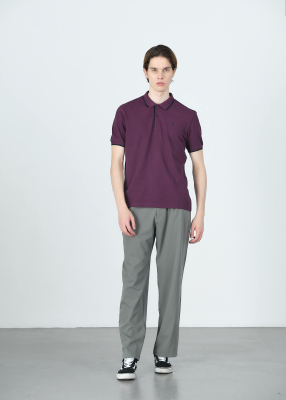 Wholesale Men's Purple Striped Polo Neck T-shirt - 5