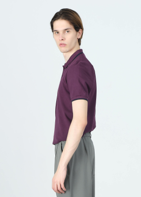 Wholesale Men's Purple Striped Polo Neck T-shirt - 6