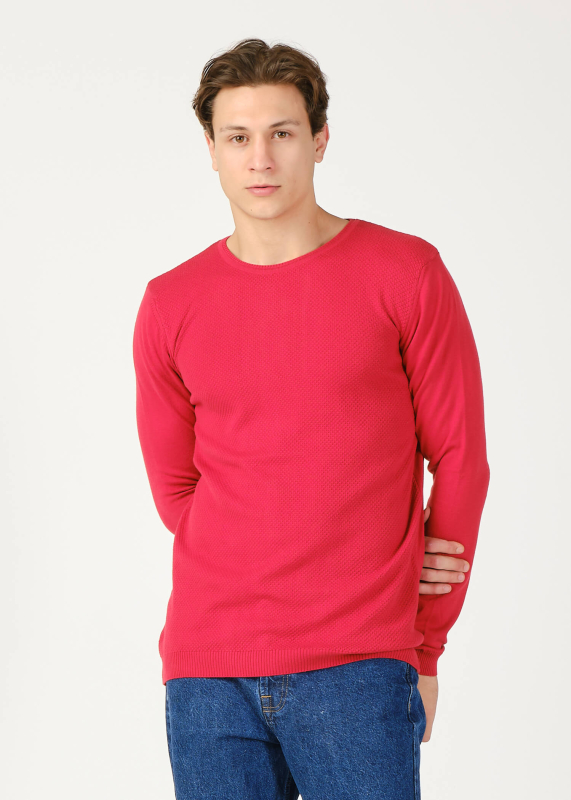  Wholesale Men's Red Crew Neck Sports Sweater - 2