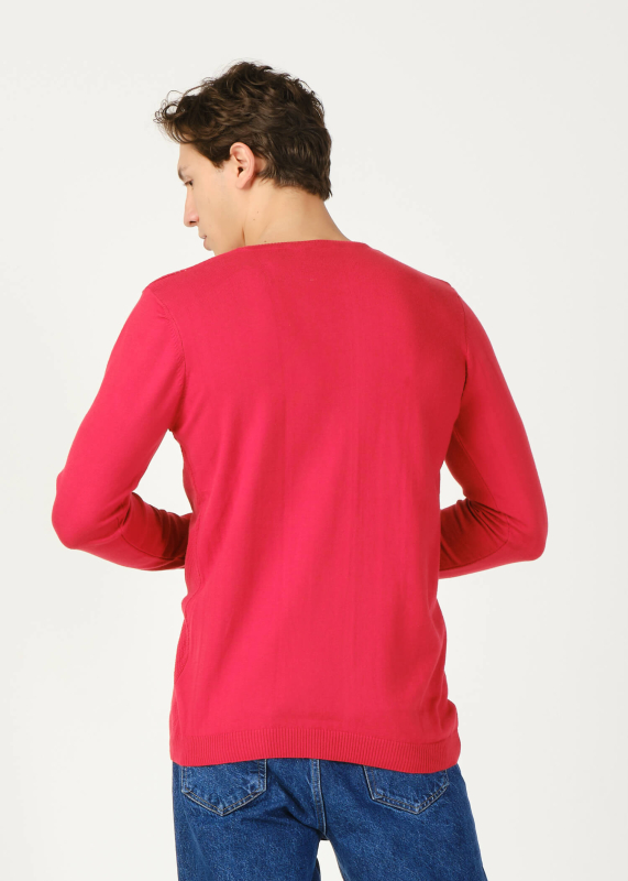  Wholesale Men's Red Crew Neck Sports Sweater - 4