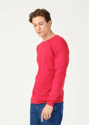  Wholesale Men's Red Crew Neck Sports Sweater - 5