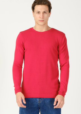  Wholesale Men's Red Crew Neck Sports Sweater - 1