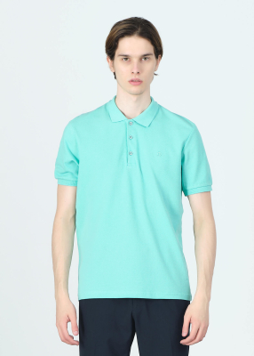 Wholesale Men's Water Green Basic Polo Neck T-Shirt 