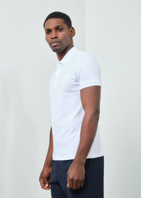 Wholesale Men's White Basic Polo Neck T-Shirt - 3