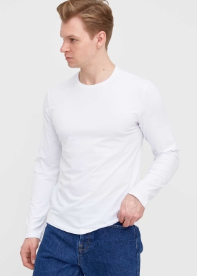 Wholesale Men's White Crew Neck Long Sleeve Sweatshirt 