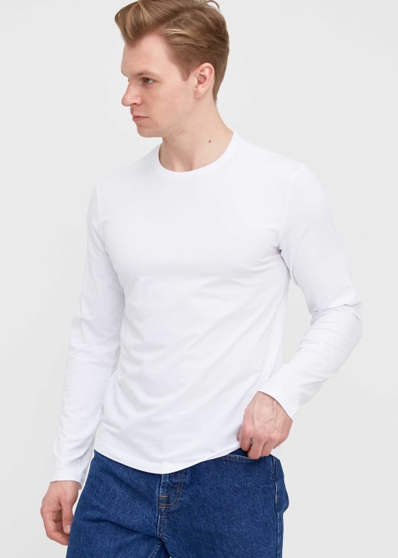 Wholesale Men's White Crew Neck Long Sleeve Sweatshirt - 1