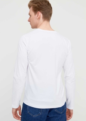 Wholesale Men's White Crew Neck Long Sleeve Sweatshirt - 3