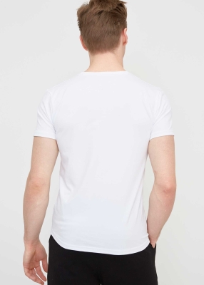 Wholesale Men's White Crew Neck Lycra Oversized T-Shirt - 3