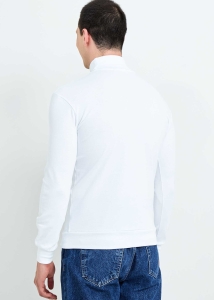 Wholesale Men's White Full Turtleneck Basic Sweatshirt - 3