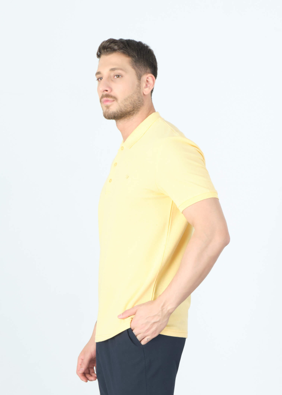 Wholesale Men's Yellow Basic Polo Neck T-Shirt - 4