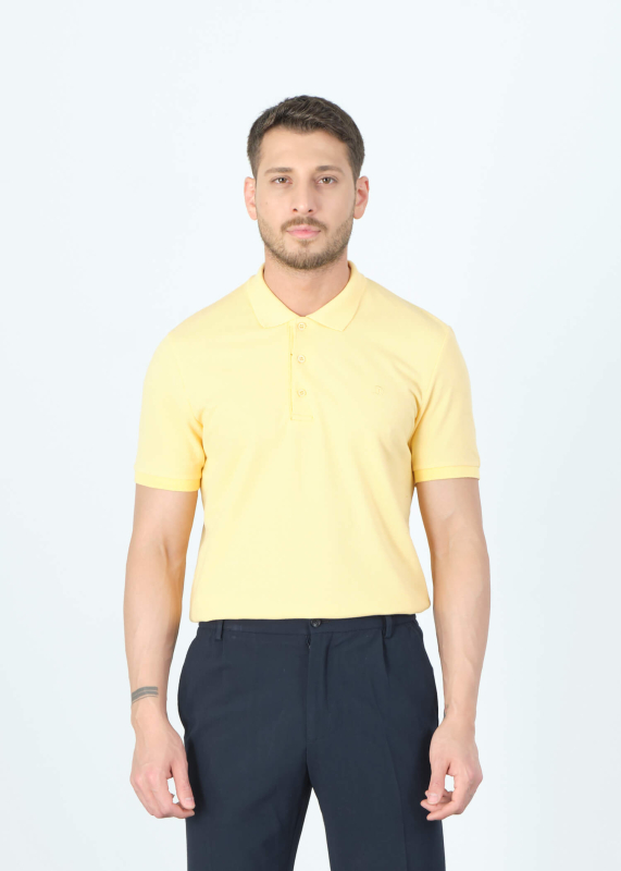 Wholesale Men's Yellow Basic Polo Neck T-Shirt - 5