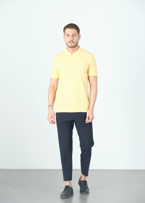 Wholesale Men's Yellow Basic Polo Neck T-Shirt - 6