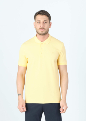 Wholesale Men's Yellow Basic Polo Neck T-Shirt 