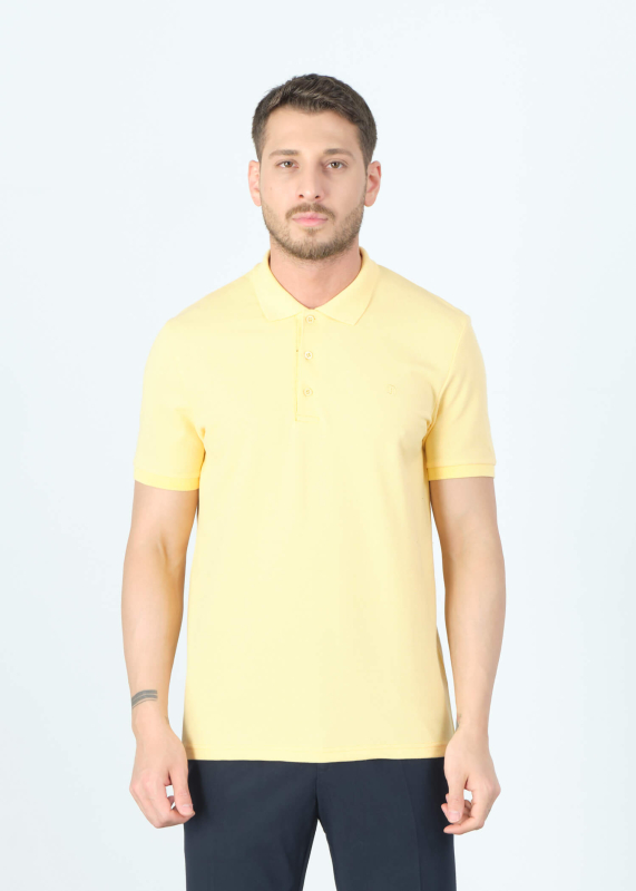Wholesale Men's Yellow Basic Polo Neck T-Shirt - 1
