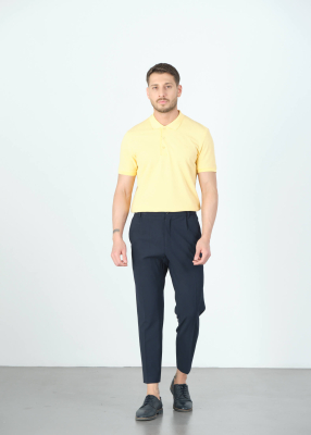 Wholesale Men's Yellow Basic Polo Neck T-Shirt - 2